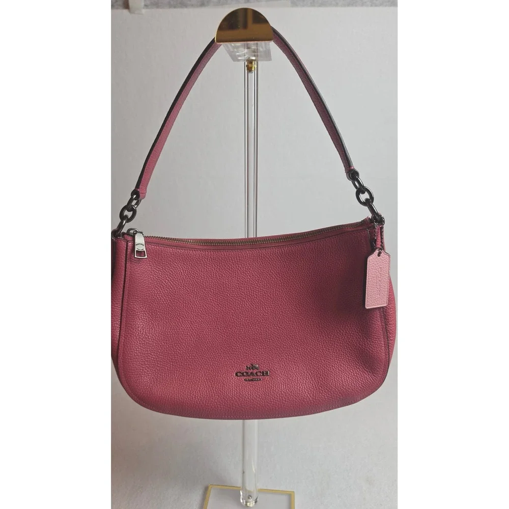 Coach Chaise Crossbody Bag Pink Pebbled Leather Gunmetal Hardware 56819 EUC